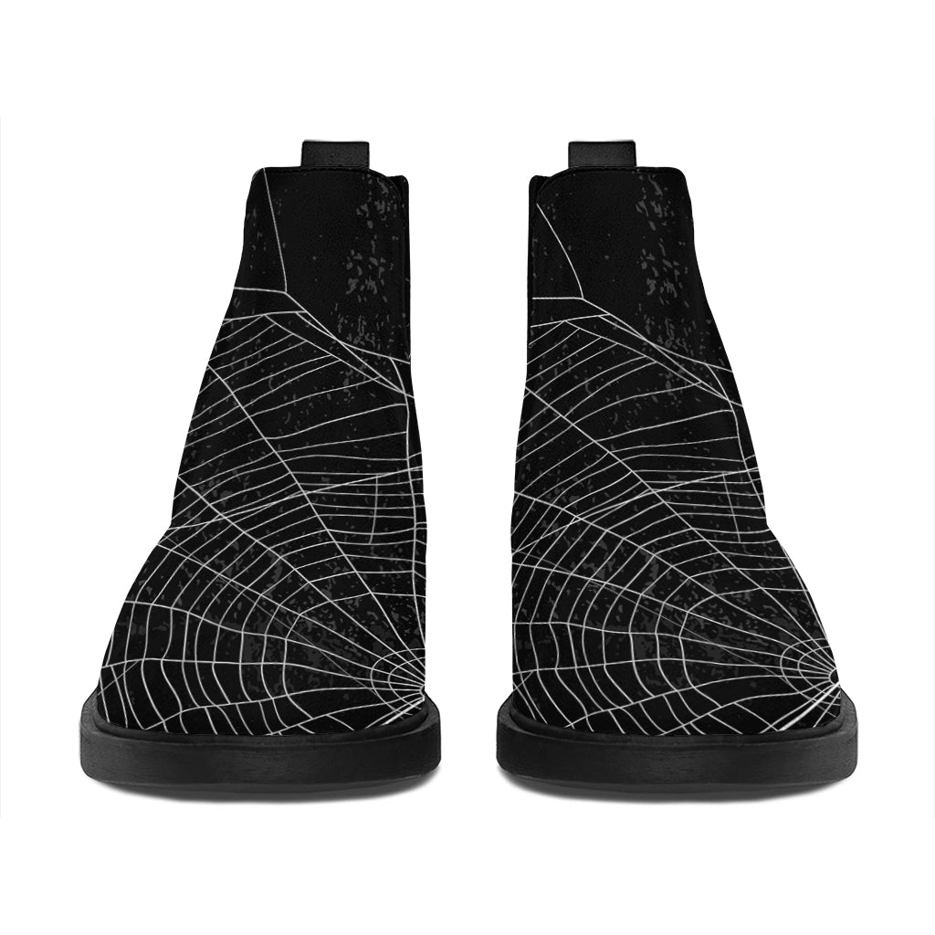 Halloween Spider Web Print Flat Ankle Boots