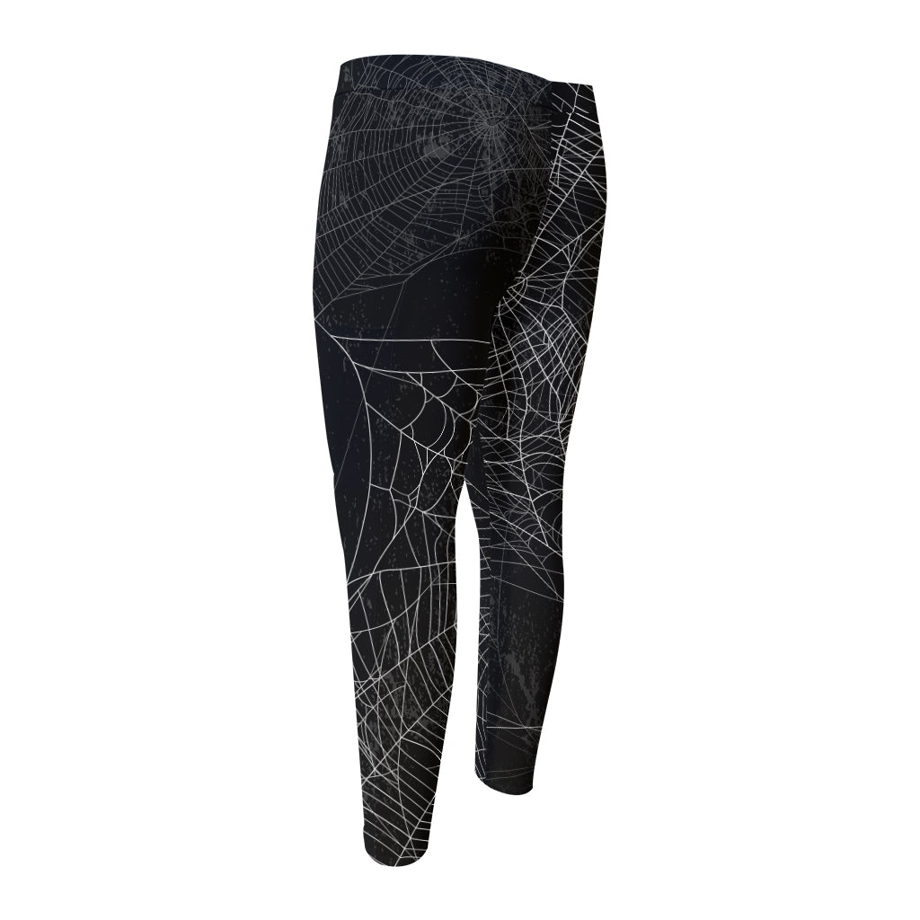 Halloween Spider Web Print Men's Compression Pants