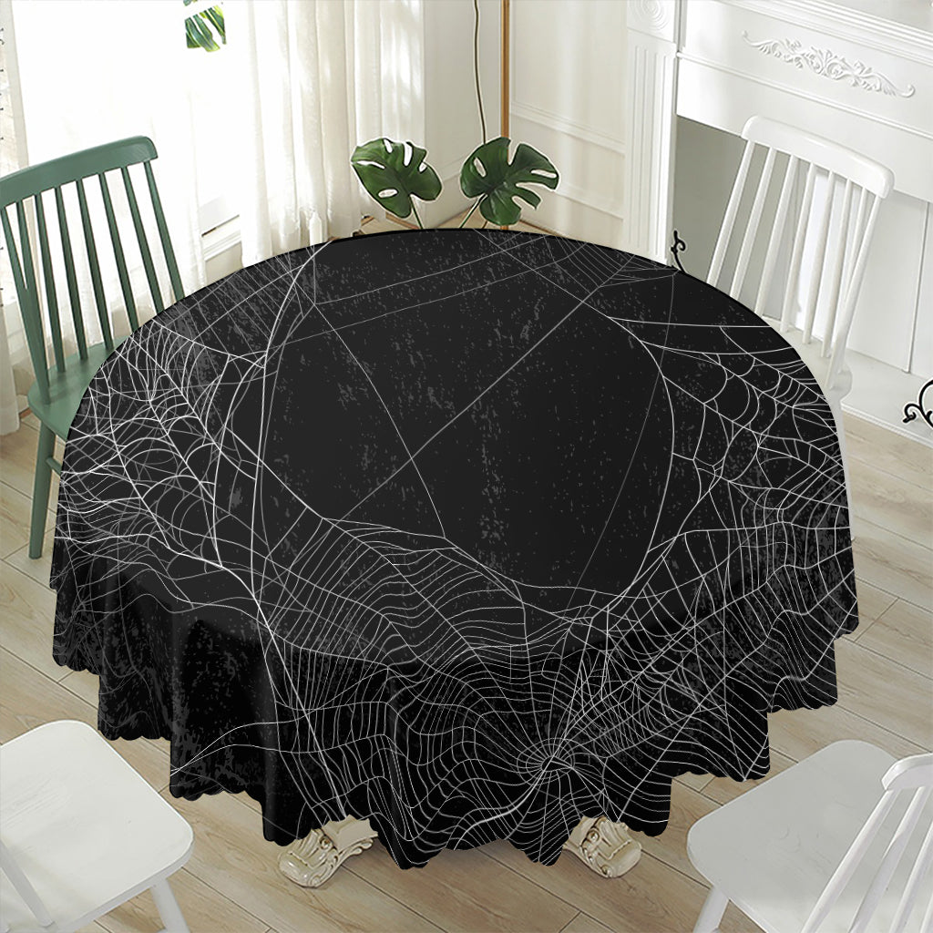 Halloween Spider Web Print Waterproof Round Tablecloth