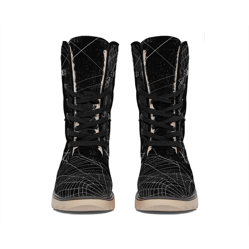 Halloween Spider Web Print Winter Boots