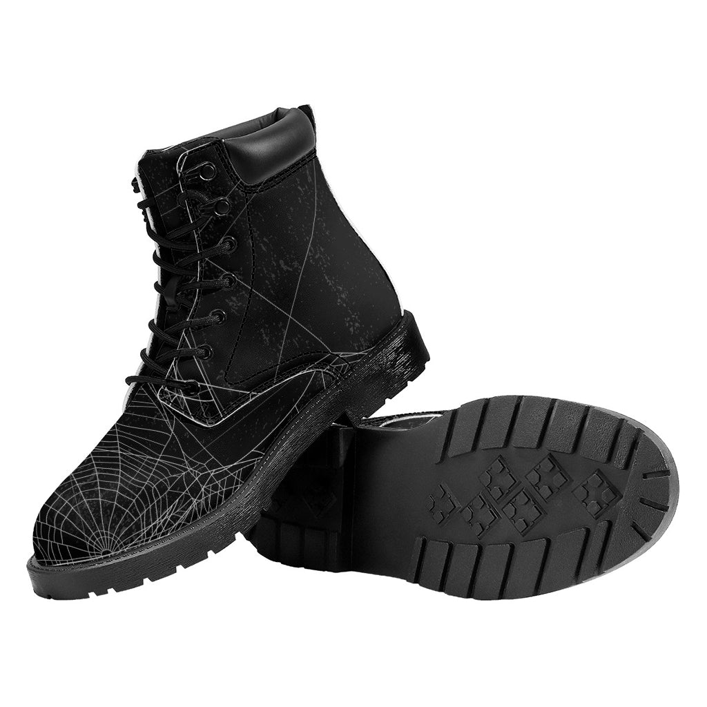 Halloween Spider Web Print Work Boots