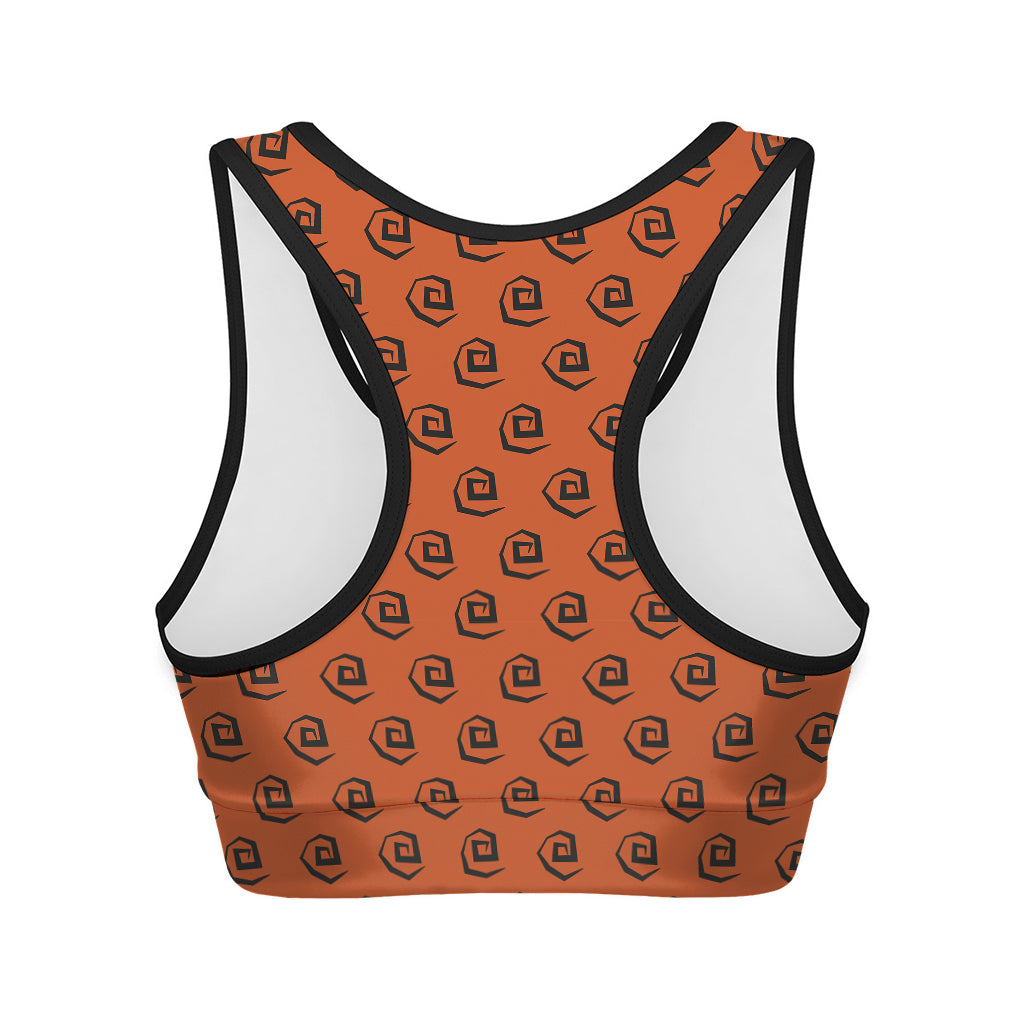 Halloween Spiral Pattern Print Women's Sports Bra