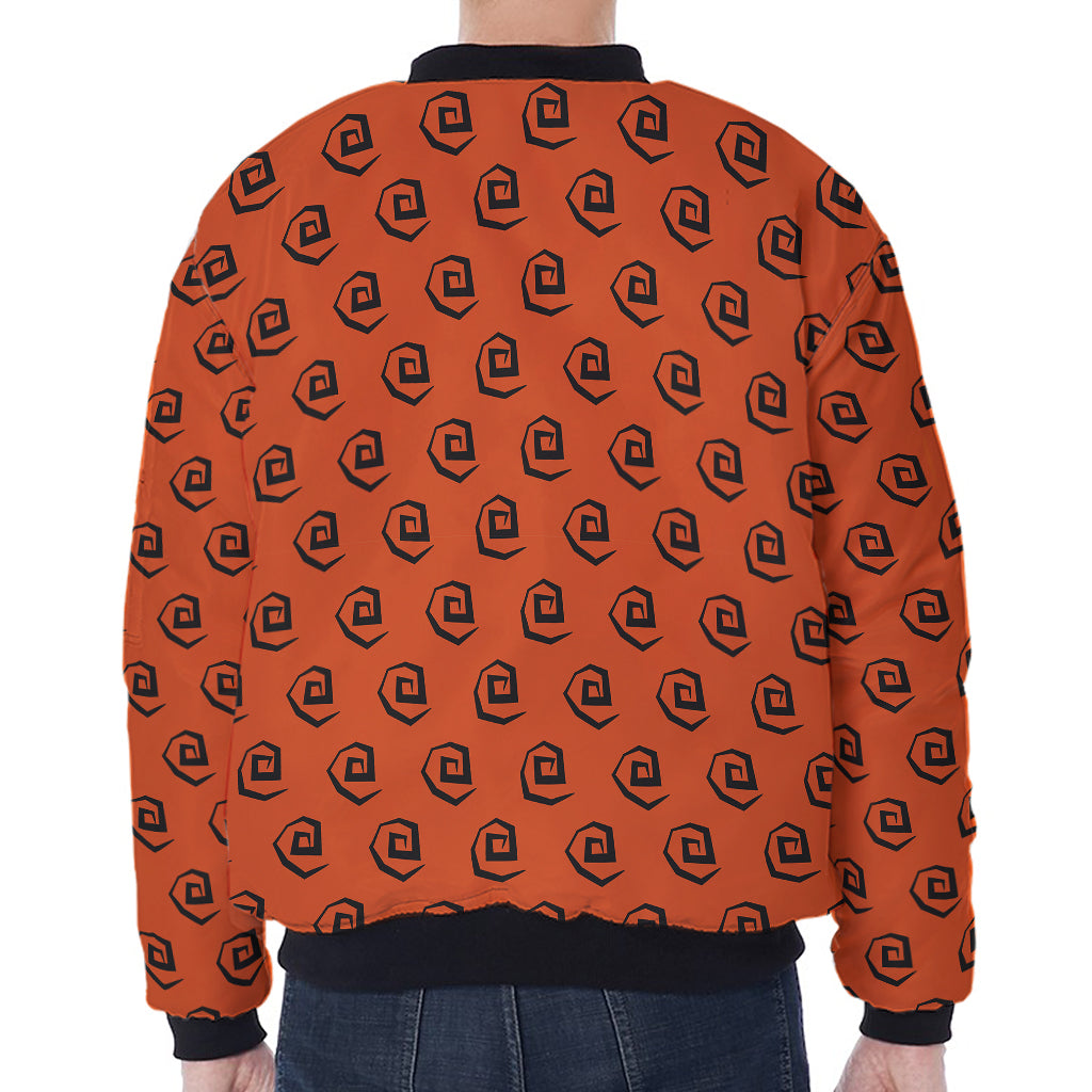 Halloween Spiral Pattern Print Zip Sleeve Bomber Jacket