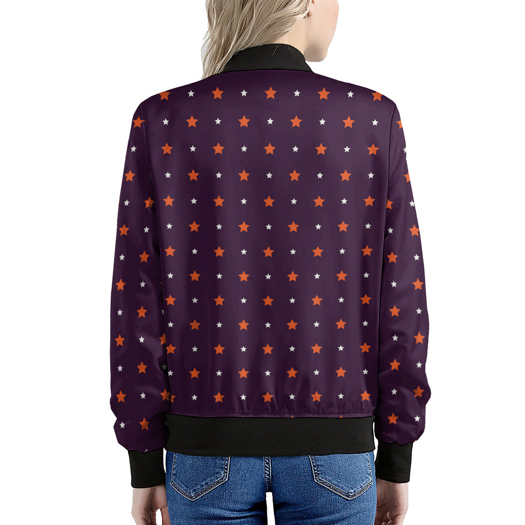 Halloween Stars Pattern Print Women's Bomber Jacket