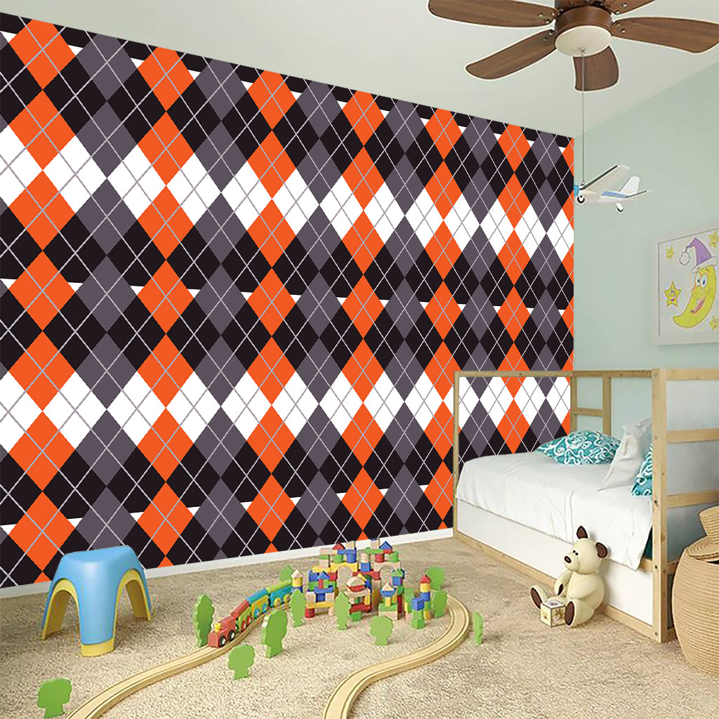 Halloween Themed Argyle Pattern Print Wall Sticker
