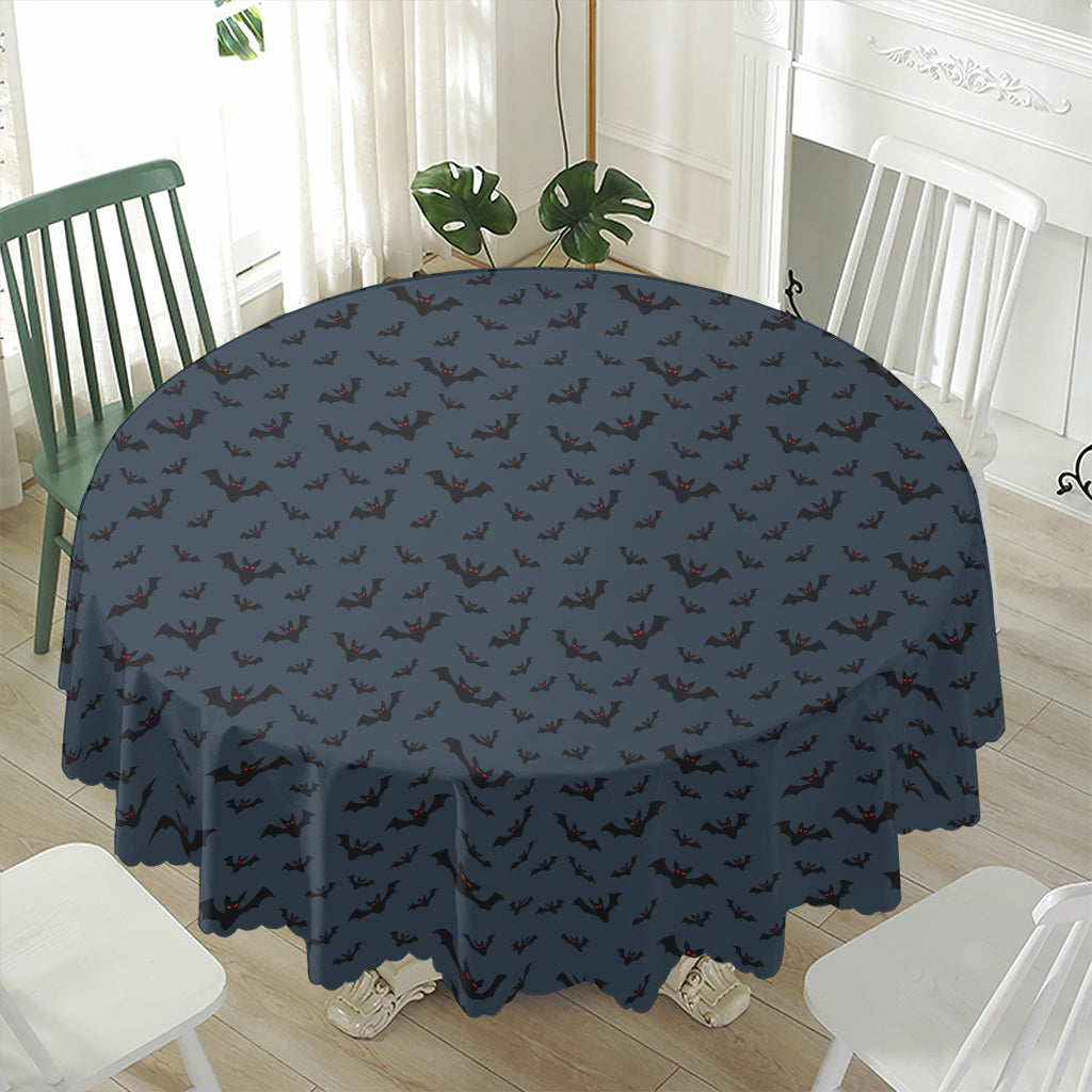 Halloween Vampire Bat Pattern Print Waterproof Round Tablecloth