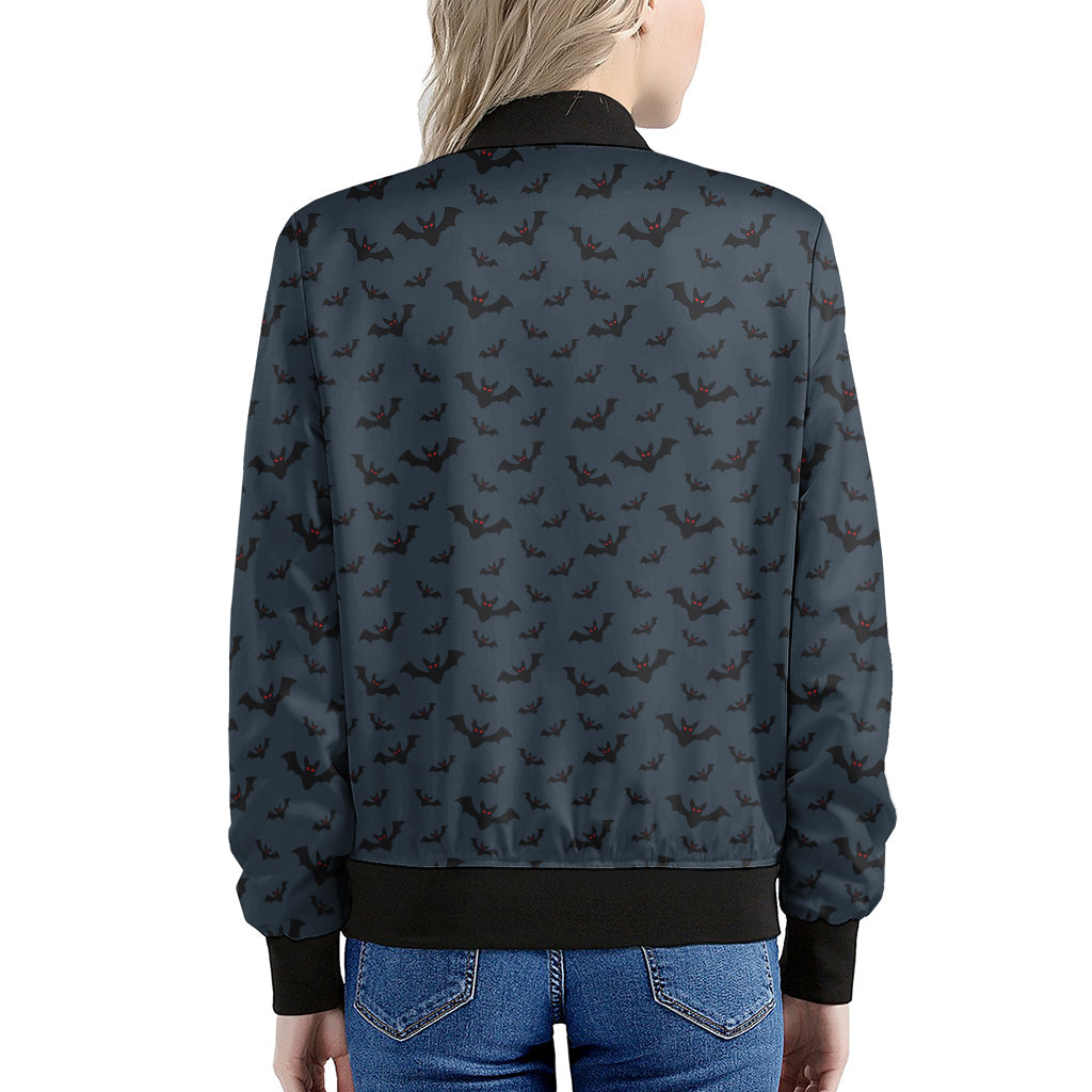 Halloween Vampire Bat Pattern Print Women's Bomber Jacket