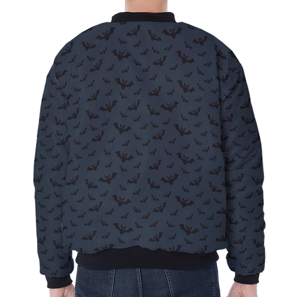 Halloween Vampire Bat Pattern Print Zip Sleeve Bomber Jacket