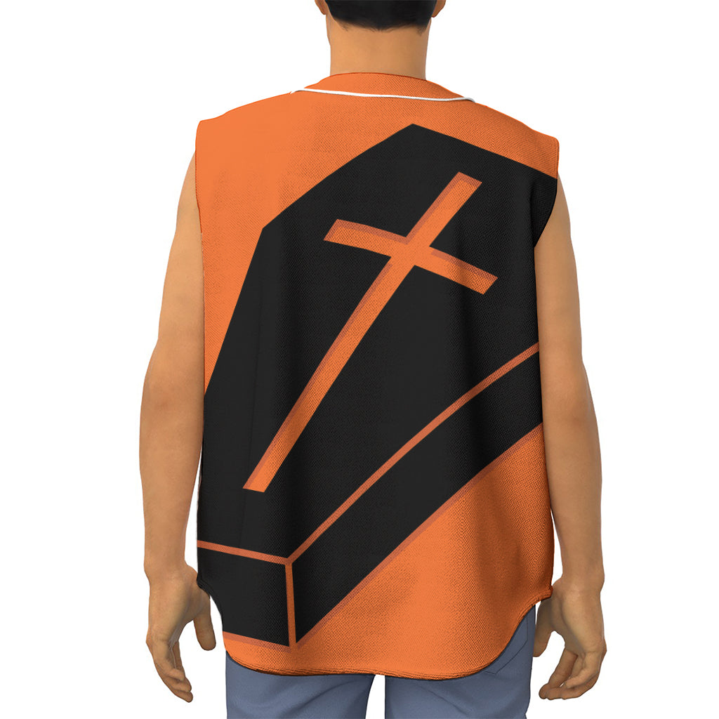 Halloween Vampire Coffin Print Sleeveless Baseball Jersey