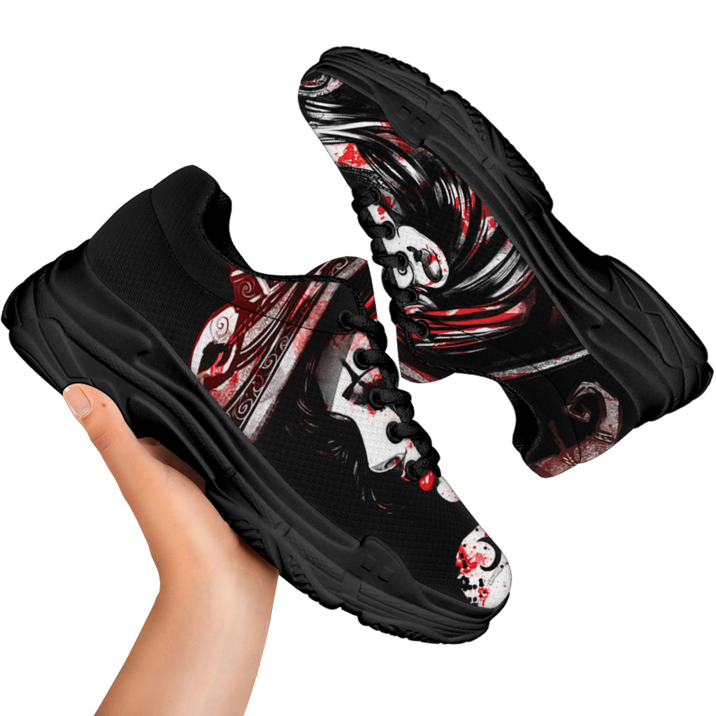 Halloween Vampire Girl Print Black Chunky Shoes