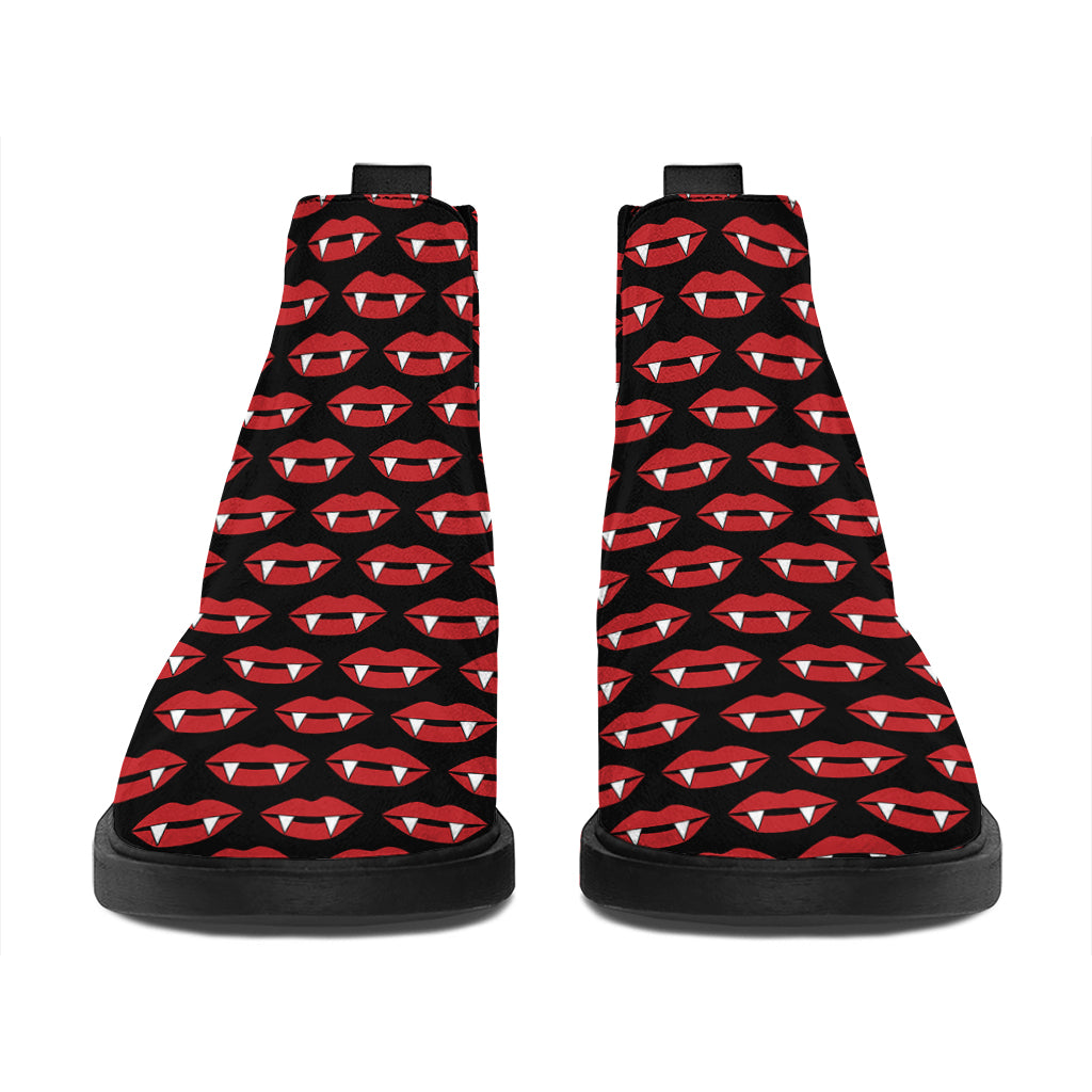 Halloween Vampire Lips Pattern Print Flat Ankle Boots