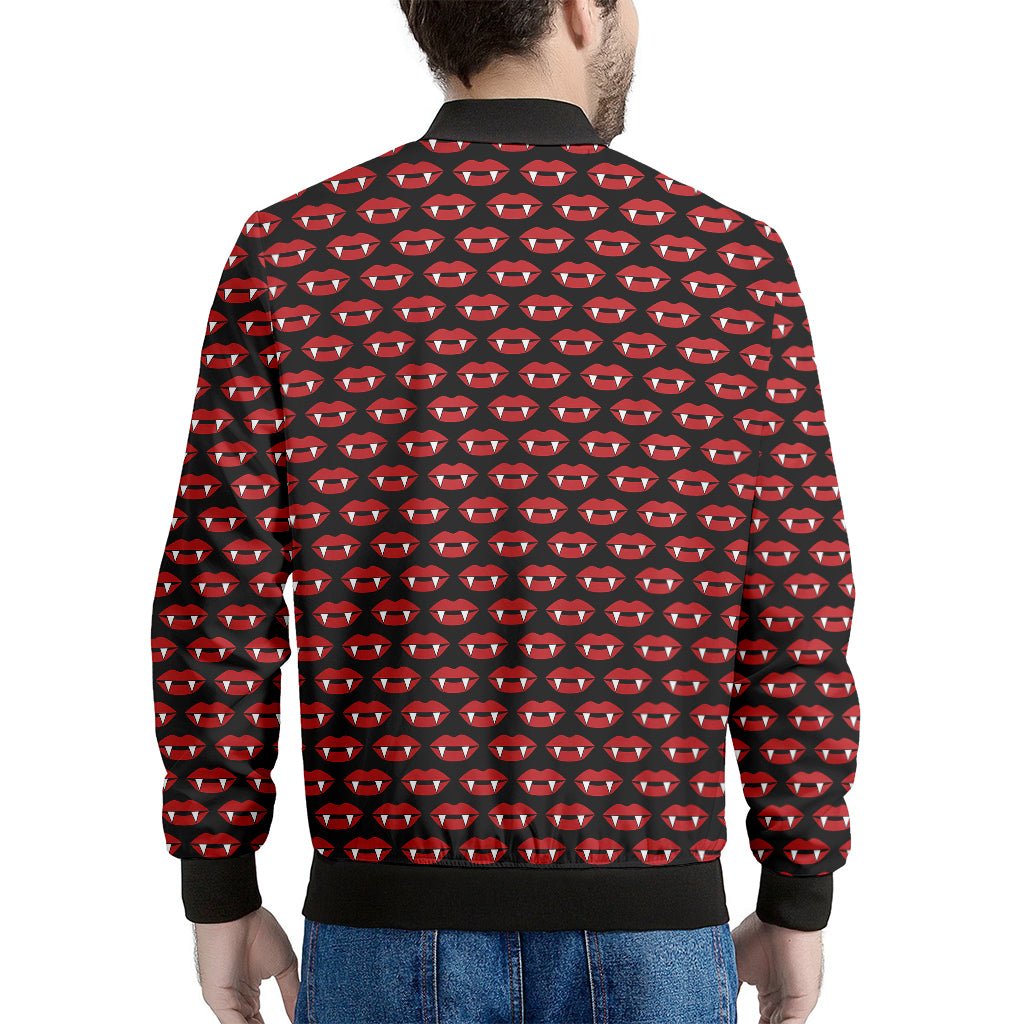Halloween Vampire Lips Pattern Print Men's Bomber Jacket