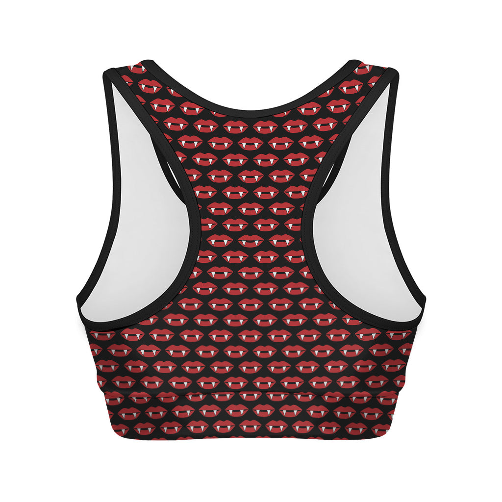Halloween Vampire Lips Pattern Print Women's Sports Bra
