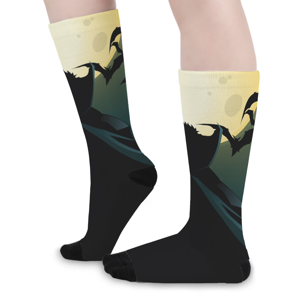Halloween Vampire Silhouette Print Long Socks