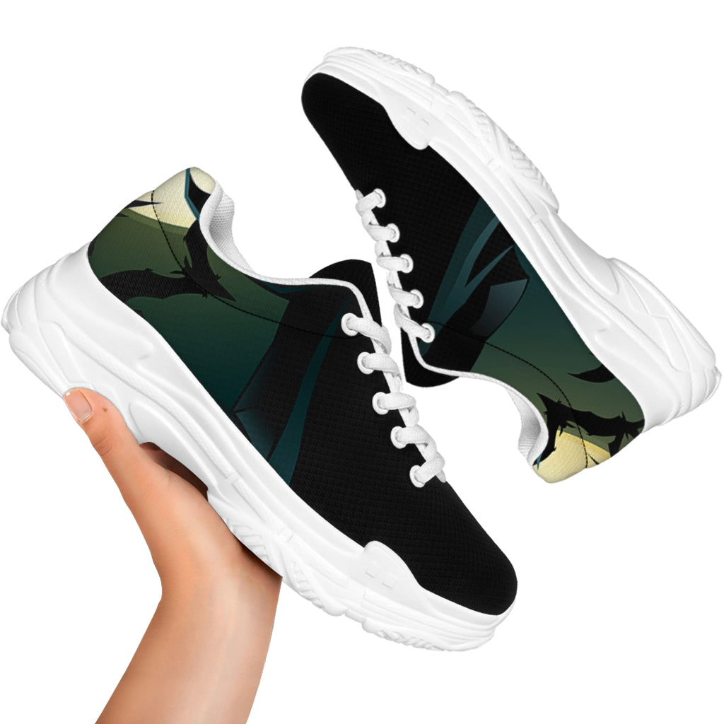 Halloween Vampire Silhouette Print White Chunky Shoes