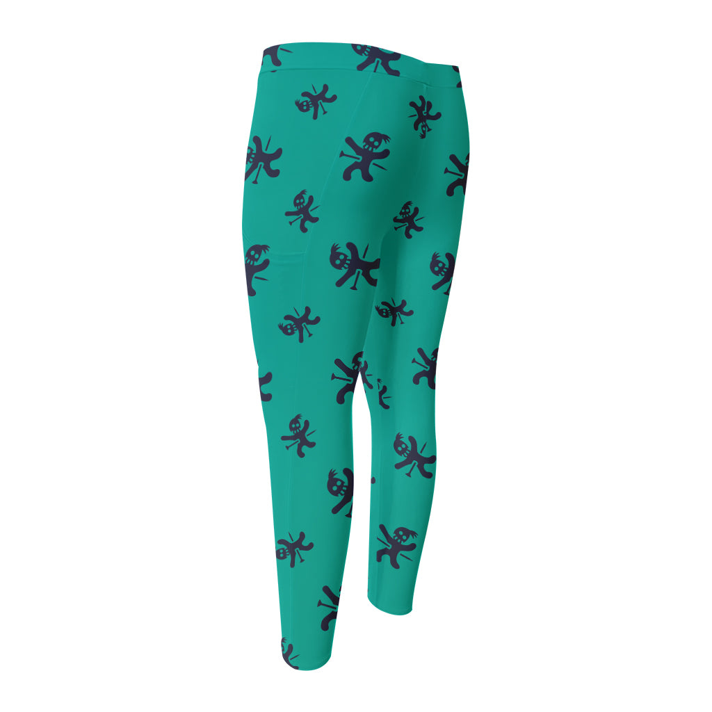 Halloween Voodoo Doll Pattern Print Men's Compression Pants