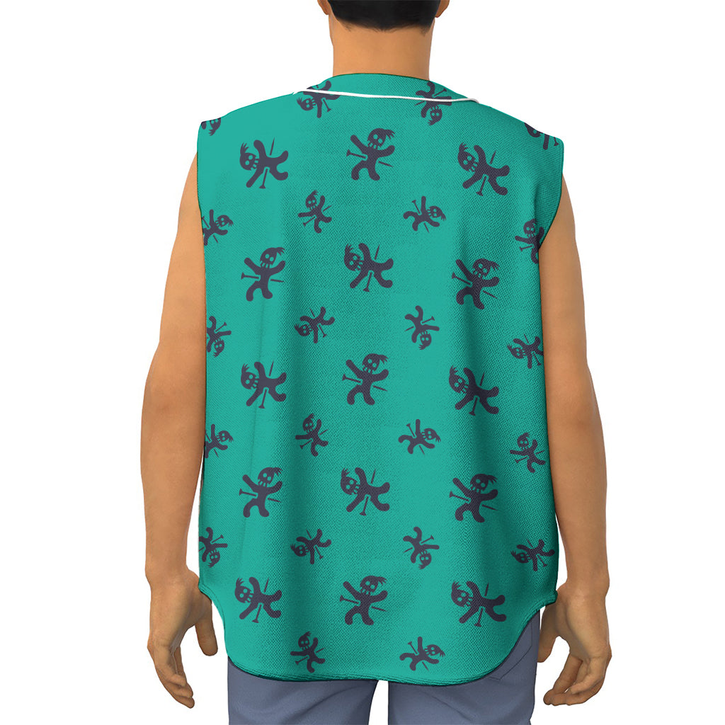 Halloween Voodoo Doll Pattern Print Sleeveless Baseball Jersey