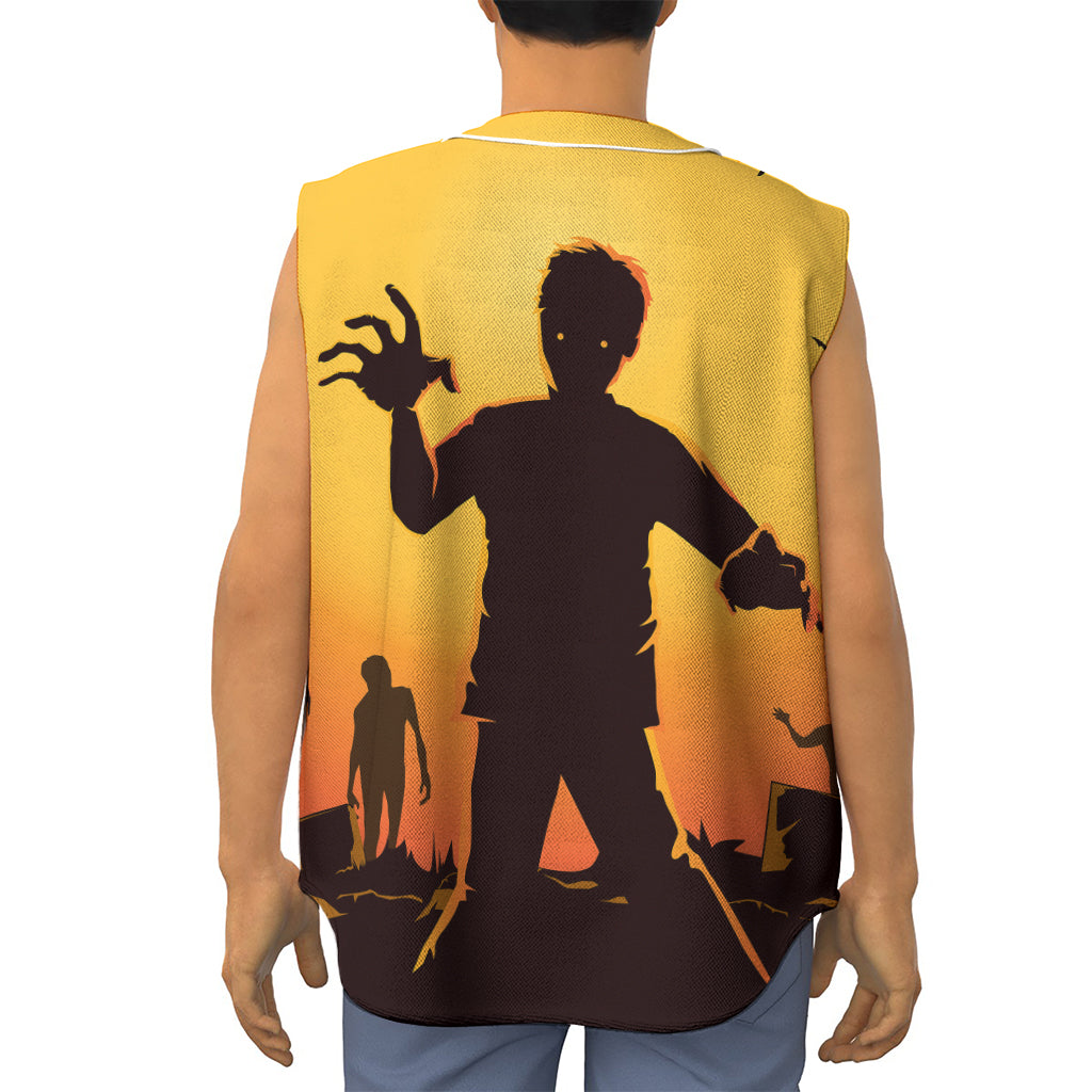 Halloween Walking Zombie Print Sleeveless Baseball Jersey