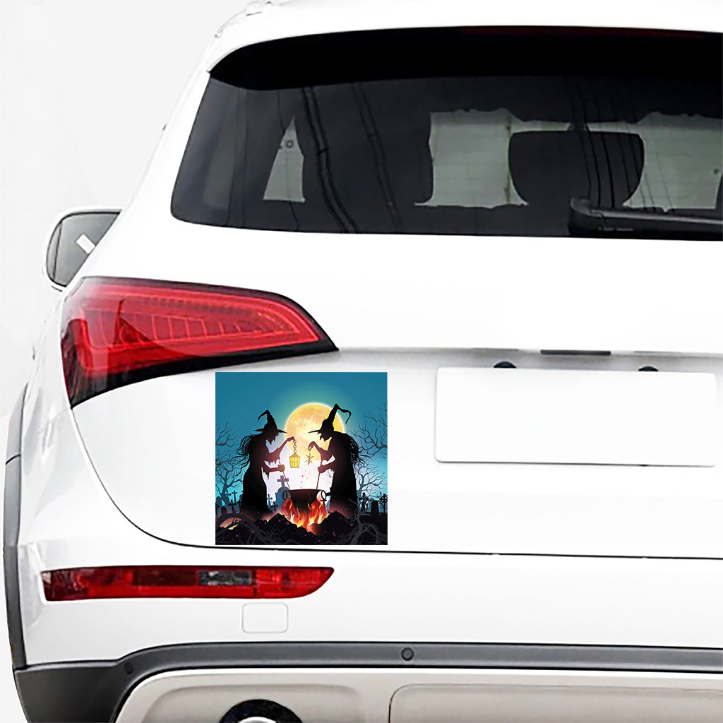 Halloween Witch And Cauldron Print Car Sticker