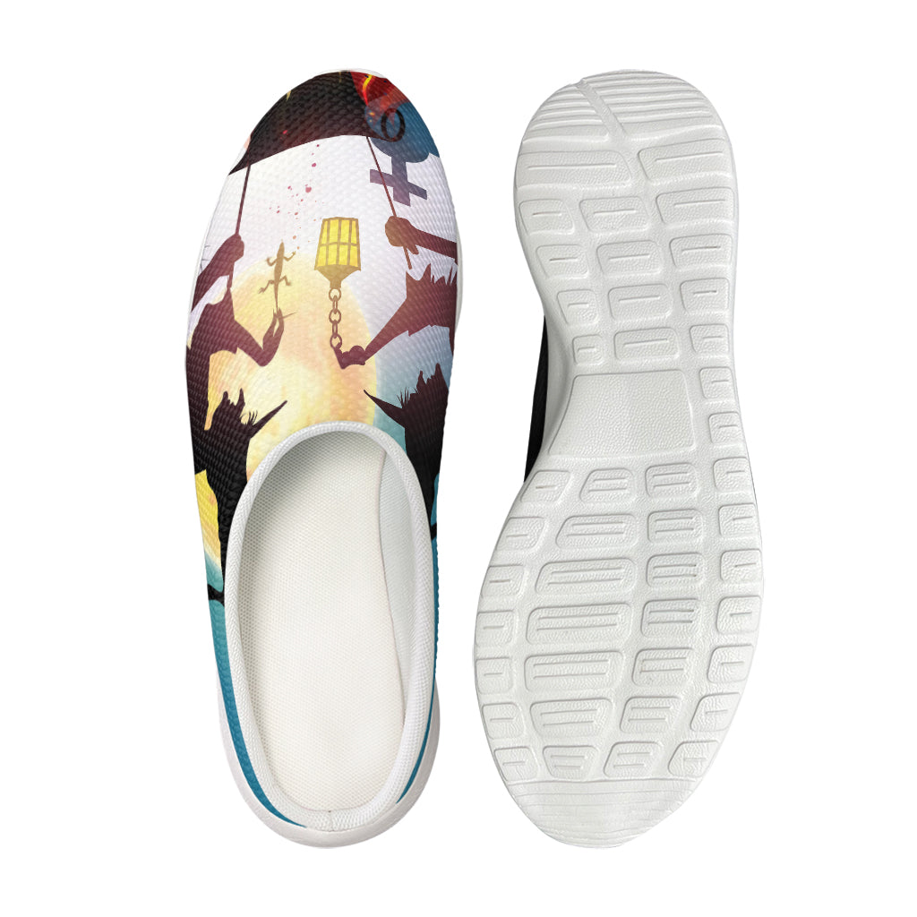Halloween Witch And Cauldron Print Mesh Casual Shoes