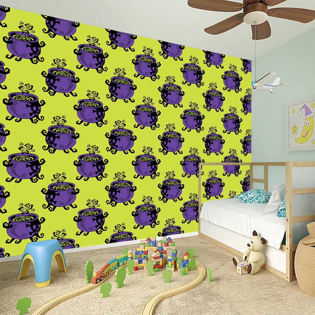 Halloween Witch Cauldron Pattern Print Wall Sticker