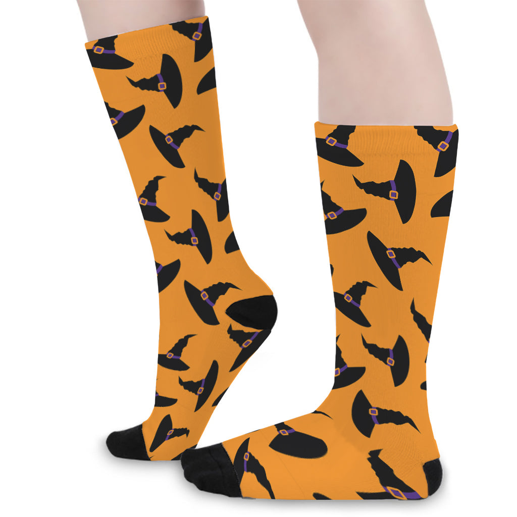 Halloween Witch Hat Pattern Print Long Socks