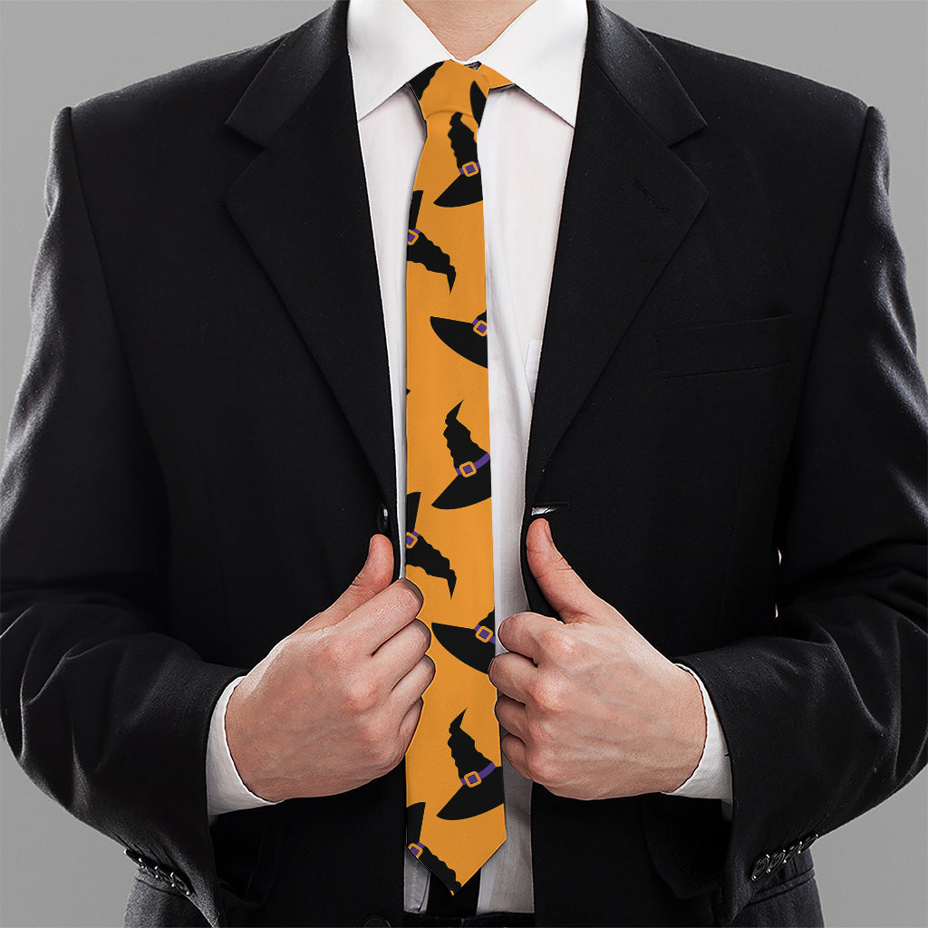 Halloween Witch Hat Pattern Print Necktie