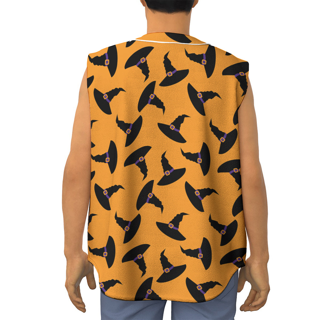 Halloween Witch Hat Pattern Print Sleeveless Baseball Jersey