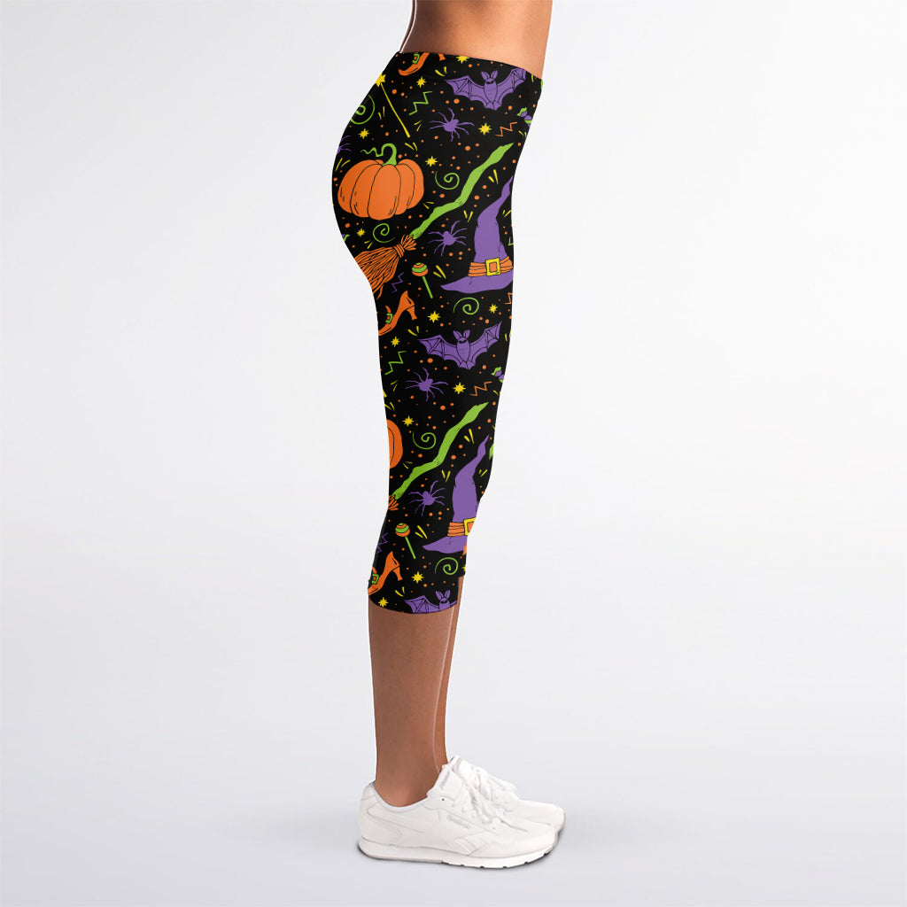 Halloween Wizard Pattern Print Women's Capri Leggings