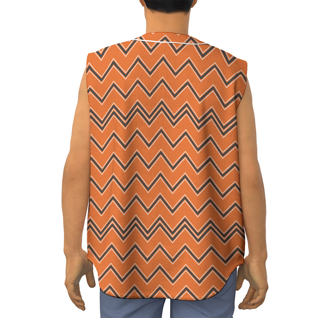Halloween Zig Zag Pattern Print Sleeveless Baseball Jersey