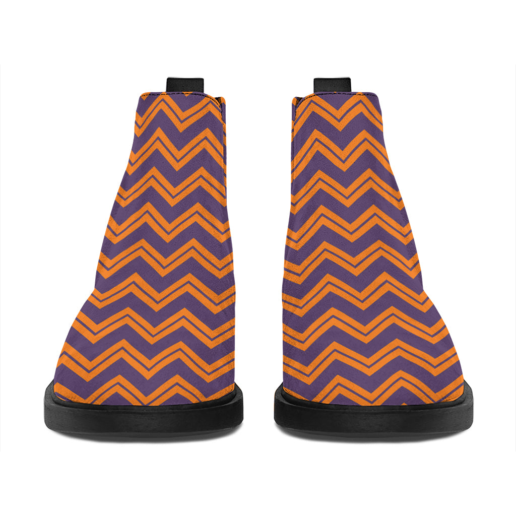 Halloween Zigzag Pattern Print Flat Ankle Boots