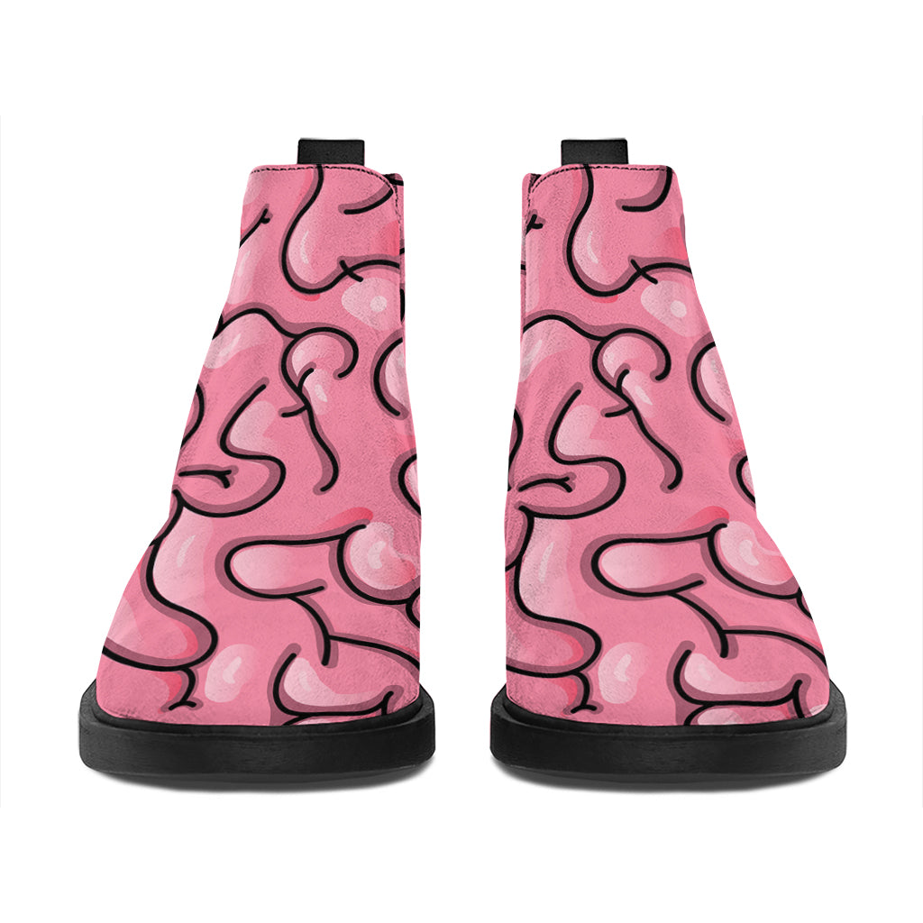 Halloween Zombie Brain Print Flat Ankle Boots