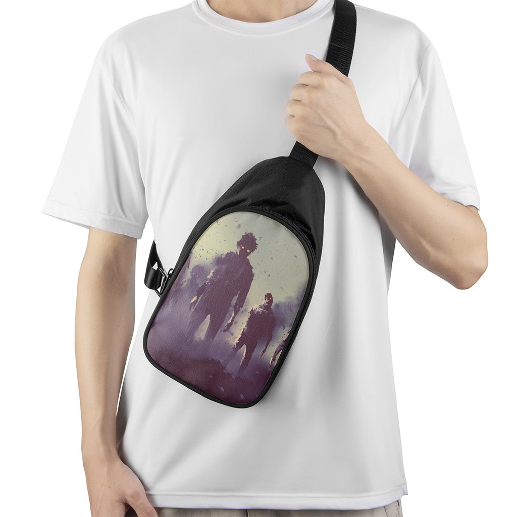 Halloween Zombie Crowd Print Chest Bag