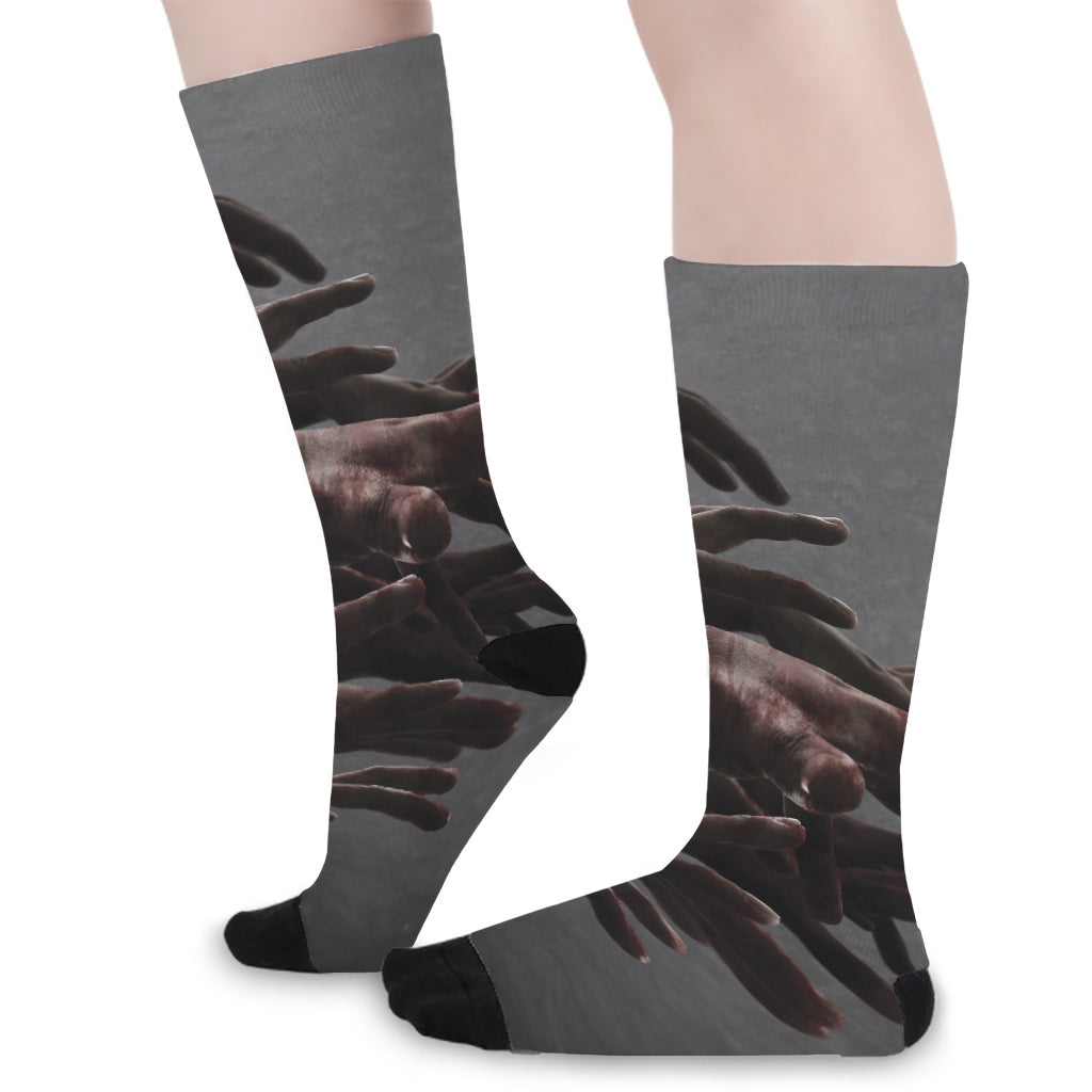 Halloween Zombie Hands Print Long Socks