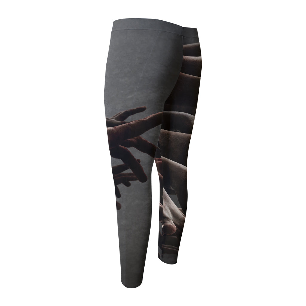 Halloween Zombie Hands Print Men's Compression Pants