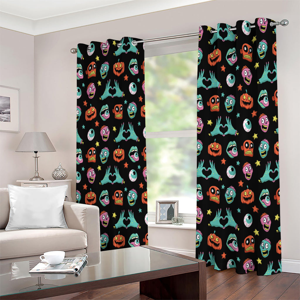 Halloween Zombie Pattern Print Extra Wide Grommet Curtains