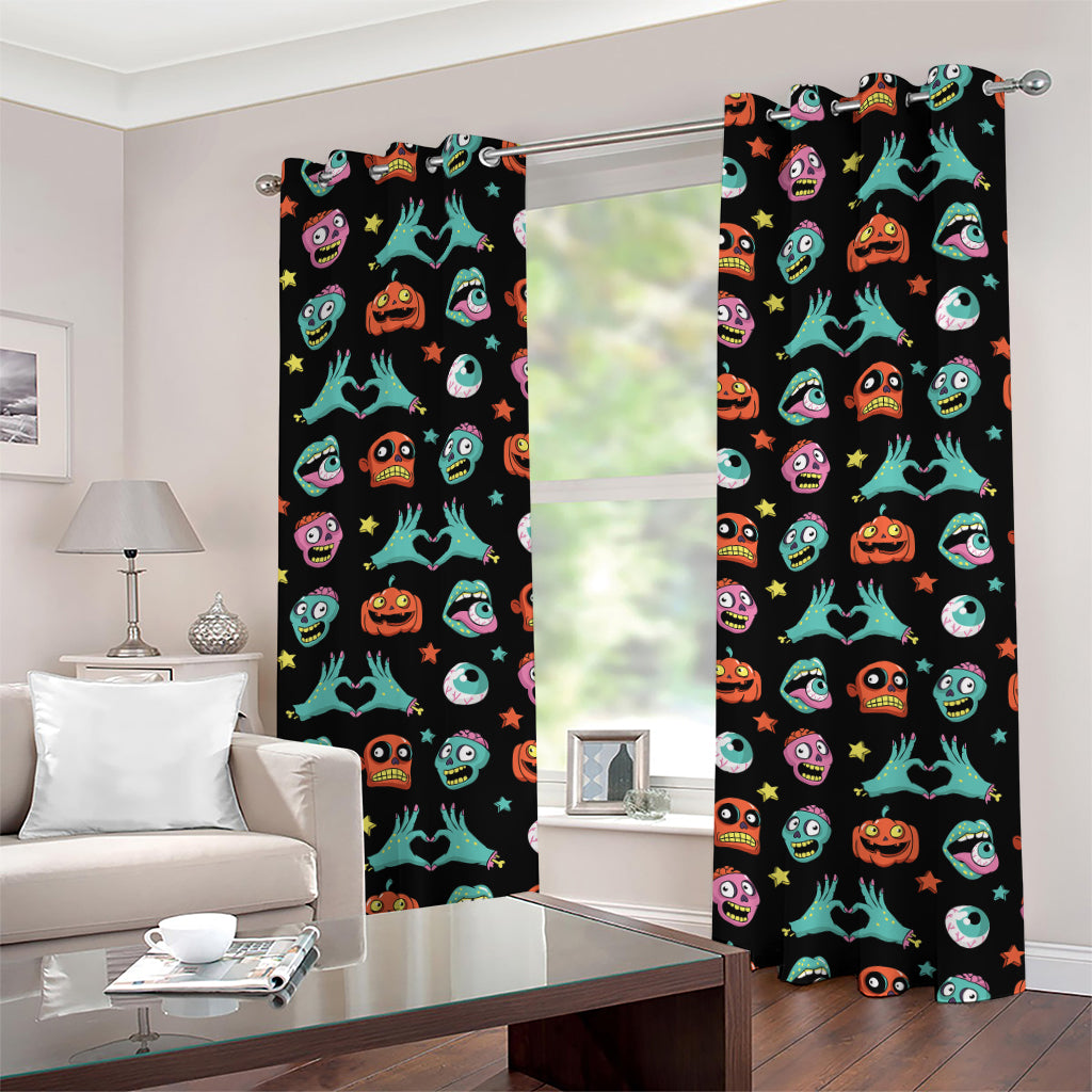 Halloween Zombie Pattern Print Grommet Curtains