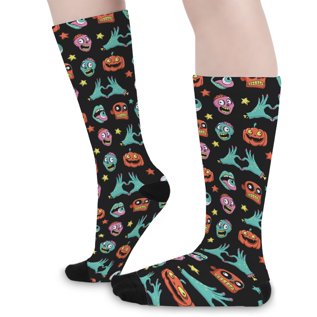 Halloween Zombie Pattern Print Long Socks