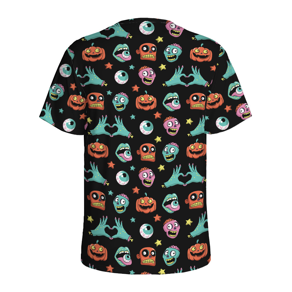 Halloween Zombie Pattern Print Men's Sports T-Shirt