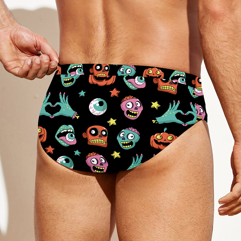 Halloween Zombie Pattern Print Men's Swim Briefs