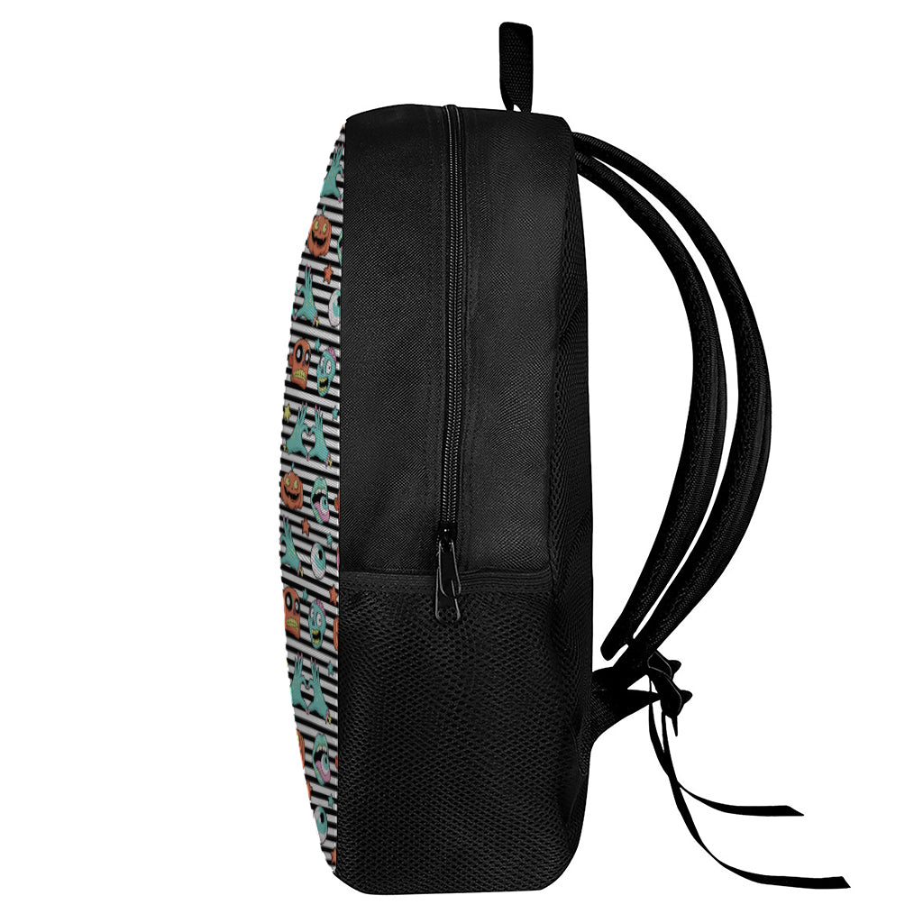 Halloween Zombie Striped Pattern Print 17 Inch Backpack