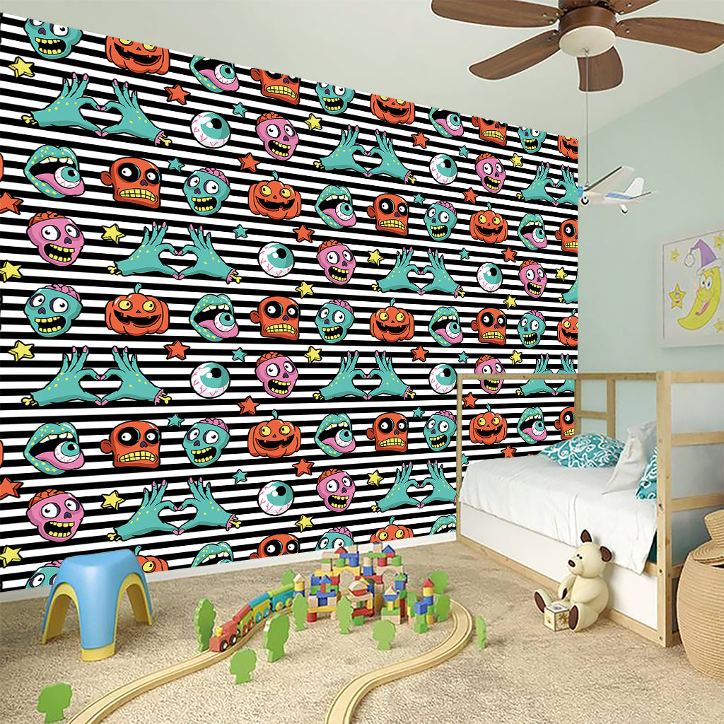 Halloween Zombie Striped Pattern Print Wall Sticker