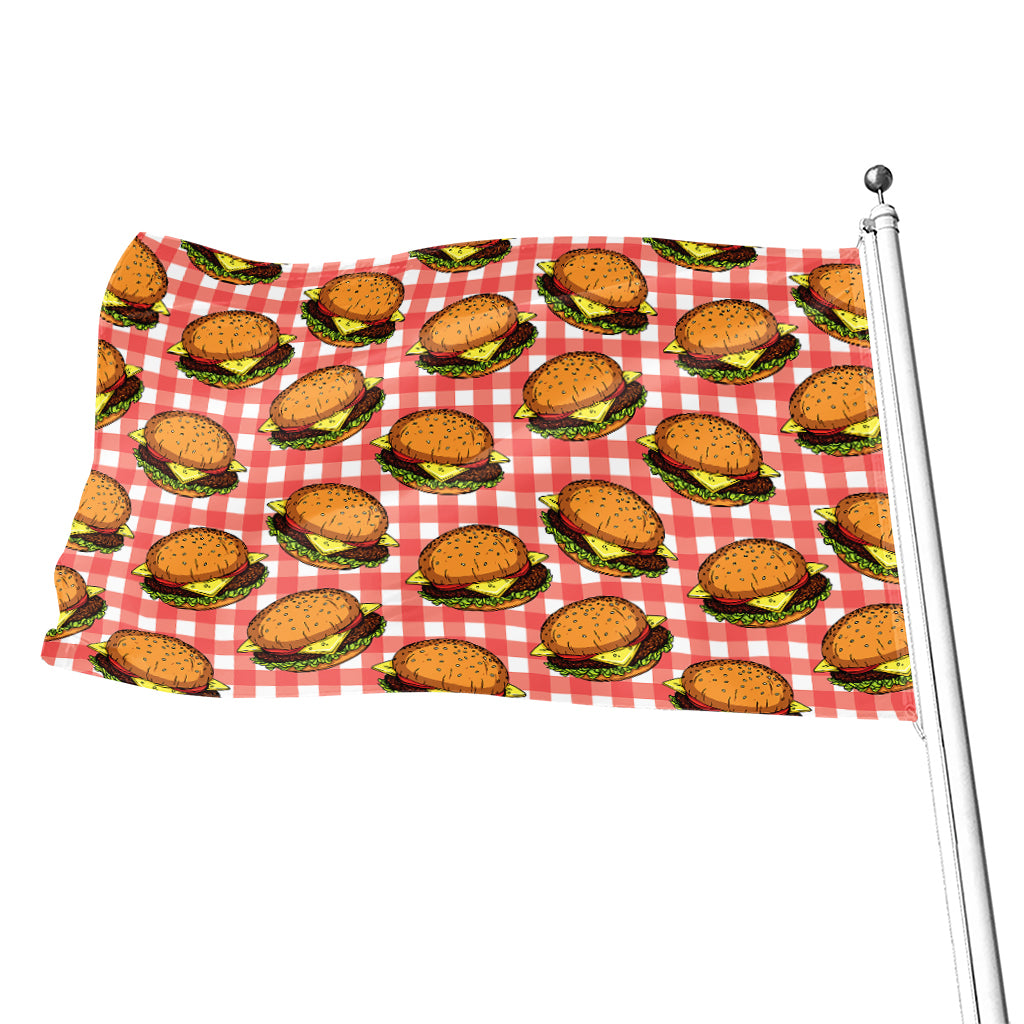 Hamburger Plaid Pattern Print Flag