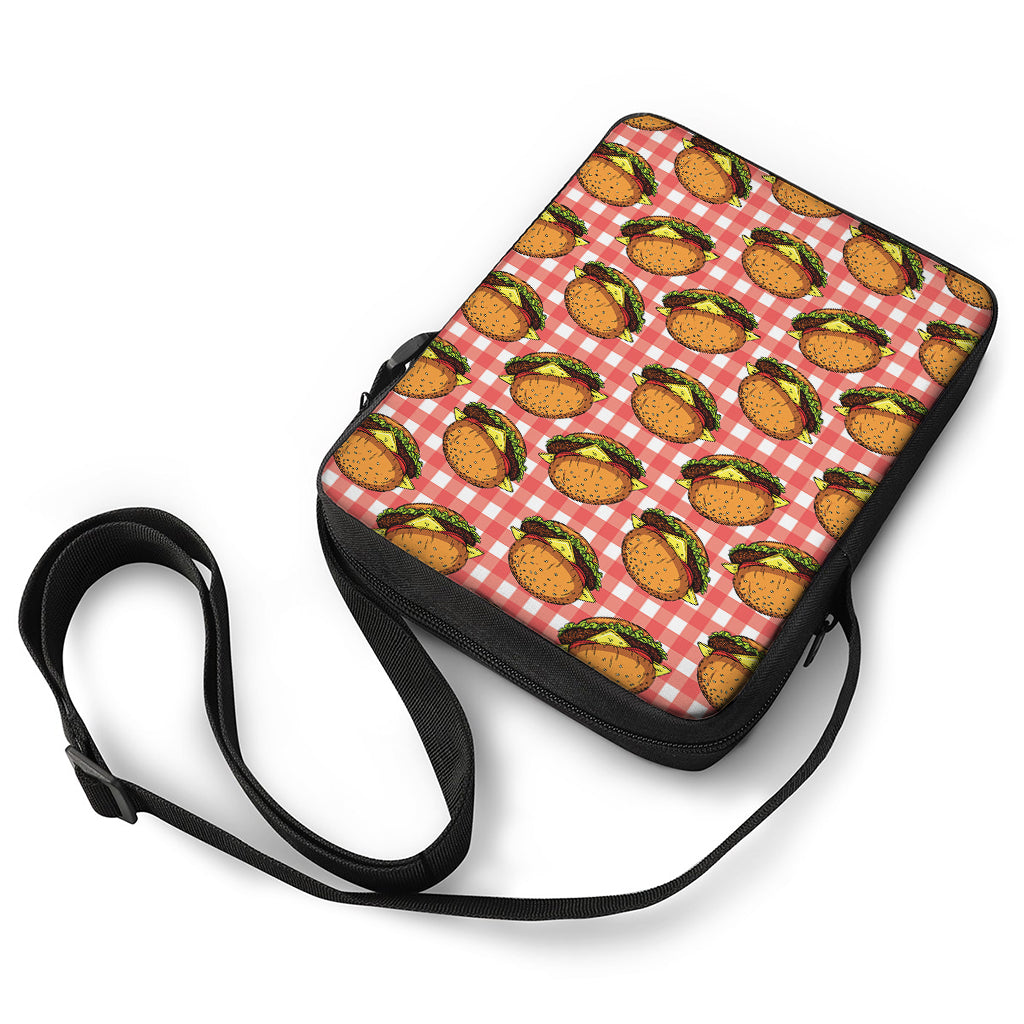 Hamburger Plaid Pattern Print Rectangular Crossbody Bag