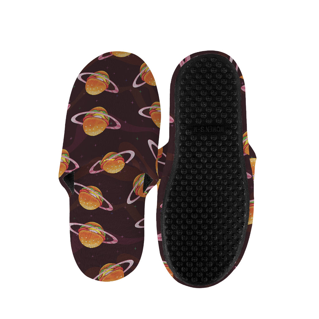 Hamburger Planet Pattern Print Slippers