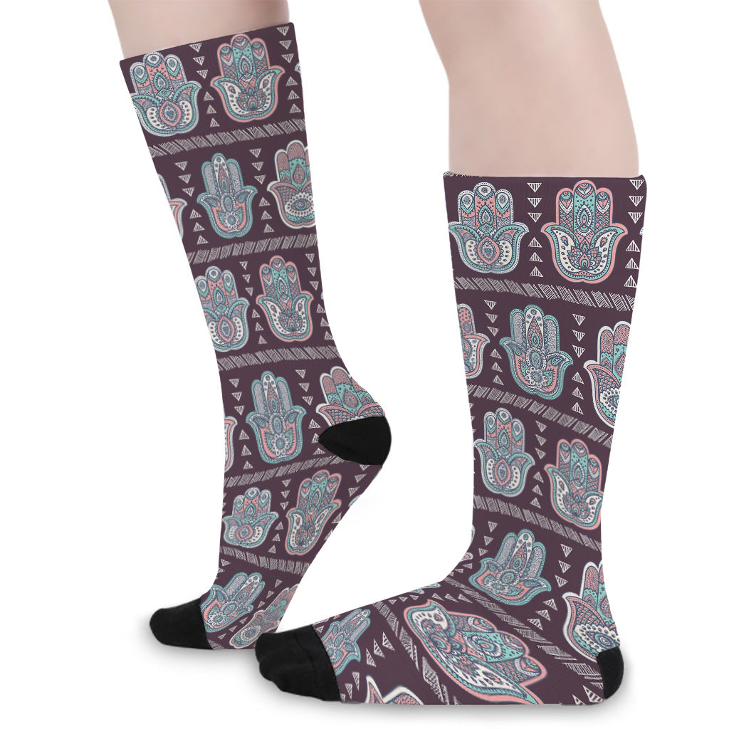 Hamsa Symbol Pattern Print Long Socks