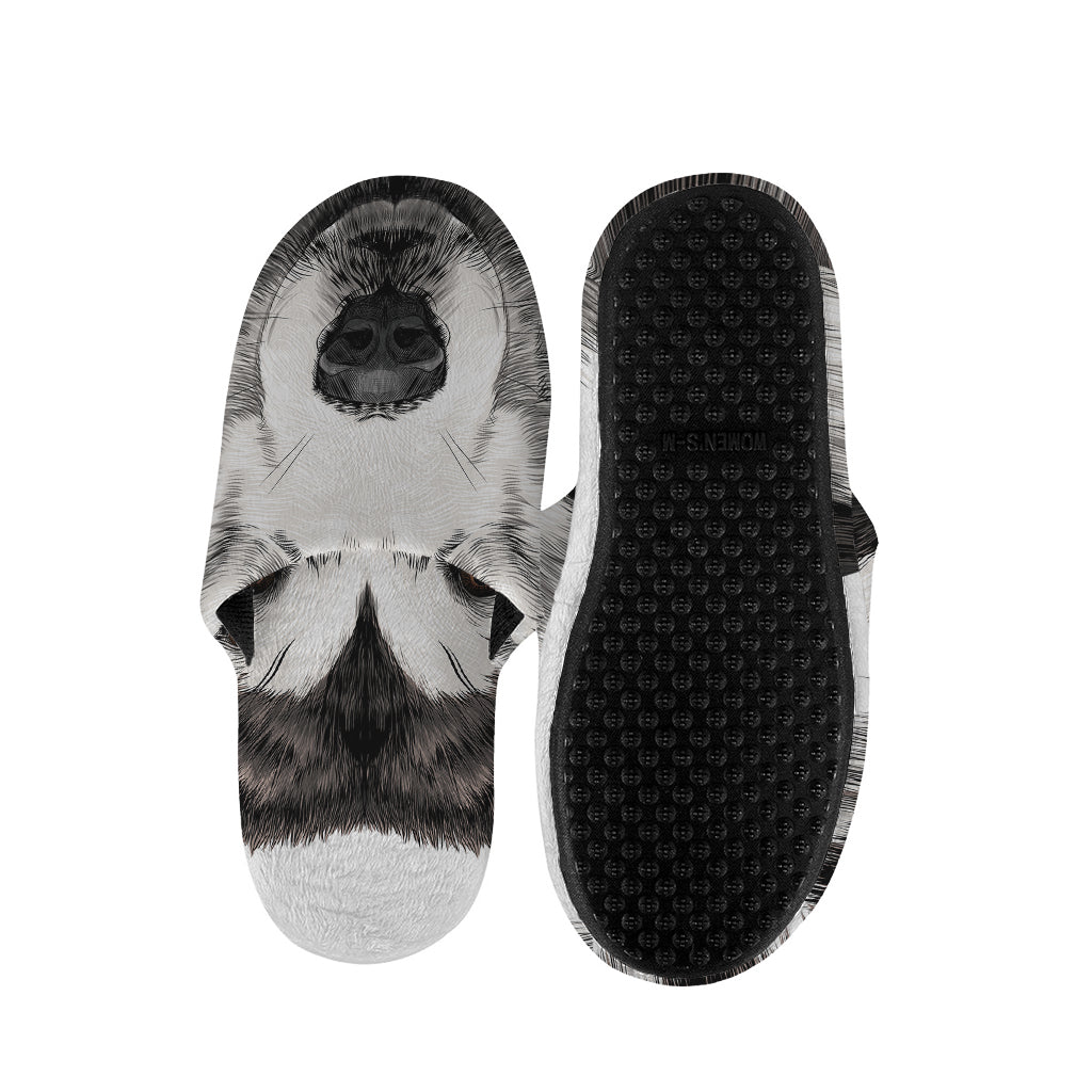 Hand Drawn Alaskan Malamute Print Slippers