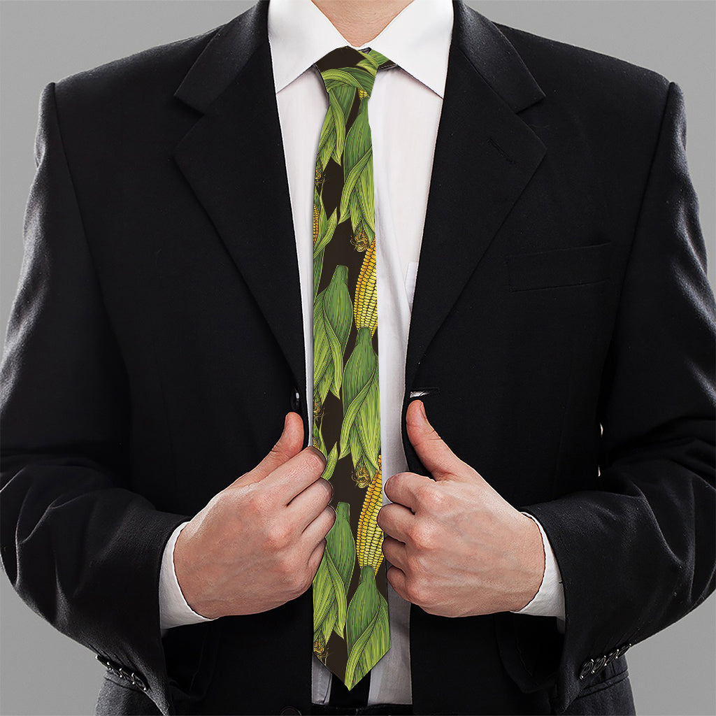 Hand-Drawn Corncob Pattern Print Necktie