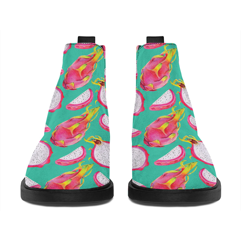 Hand Drawn Dragon Fruit Pattern Print Flat Ankle Boots