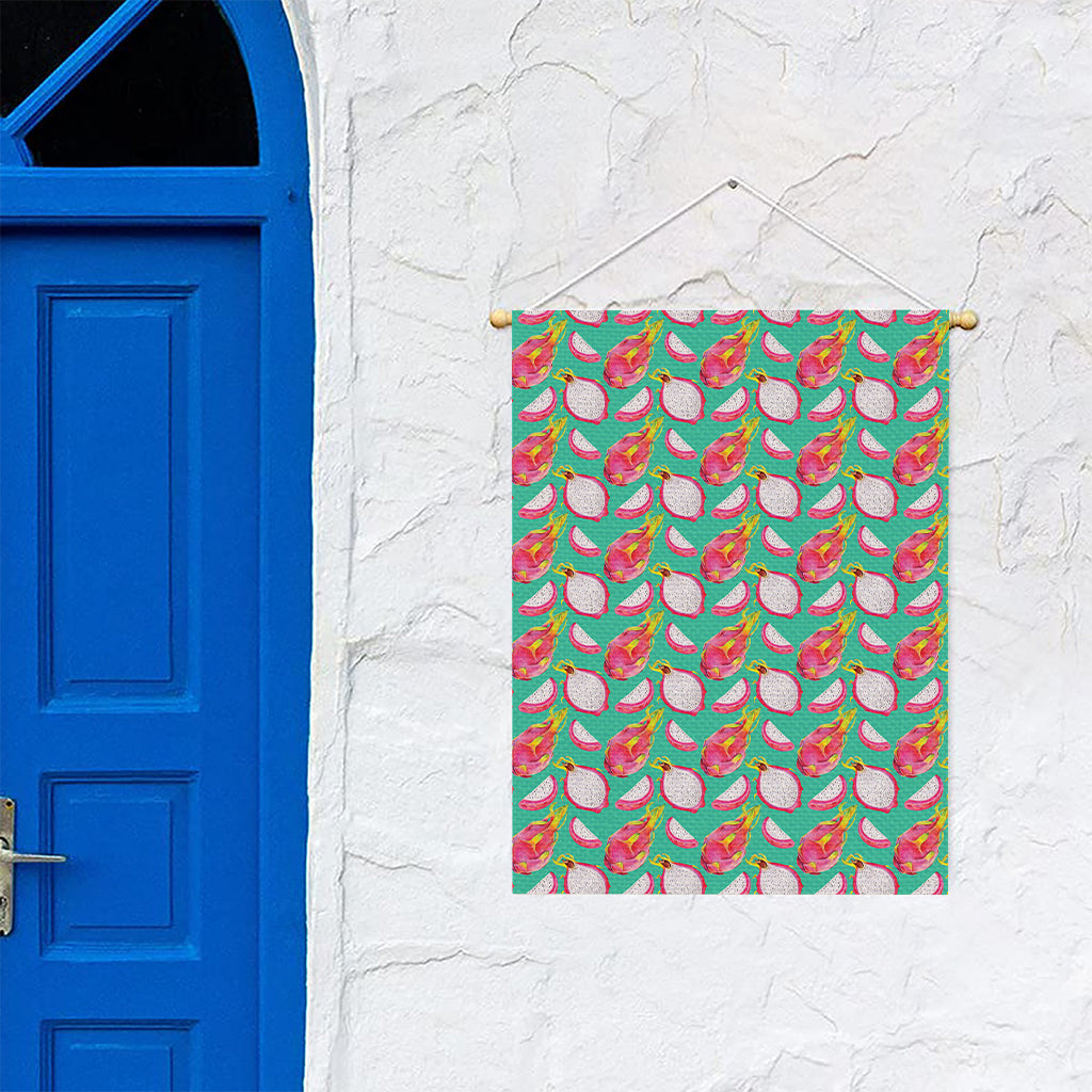 Hand Drawn Dragon Fruit Pattern Print Garden Flag
